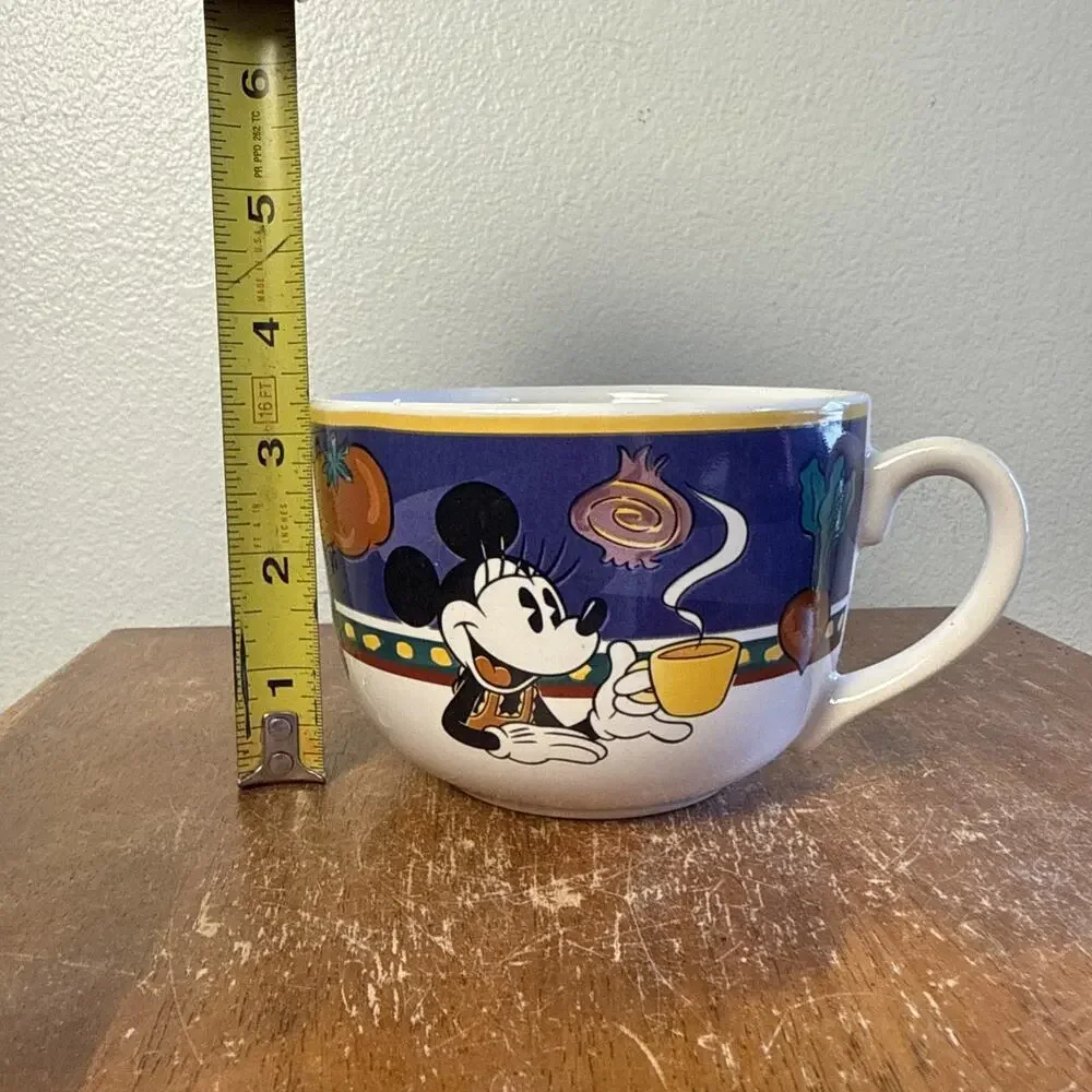 DISNEY Large Latte‎ Cup & Saucer Minnie Mouse Vegetable Soup Coffee Mug